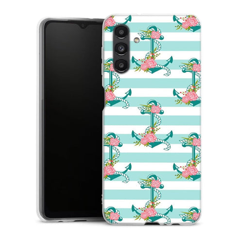Coque Samsung Galaxy A04S ancres et fleurs